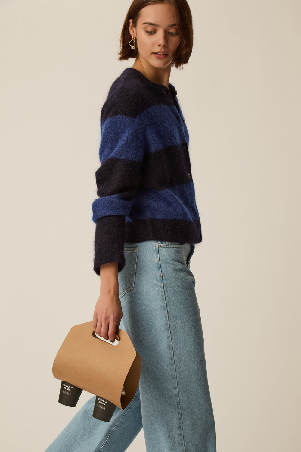 Cardigan Domette Marine/Indigo