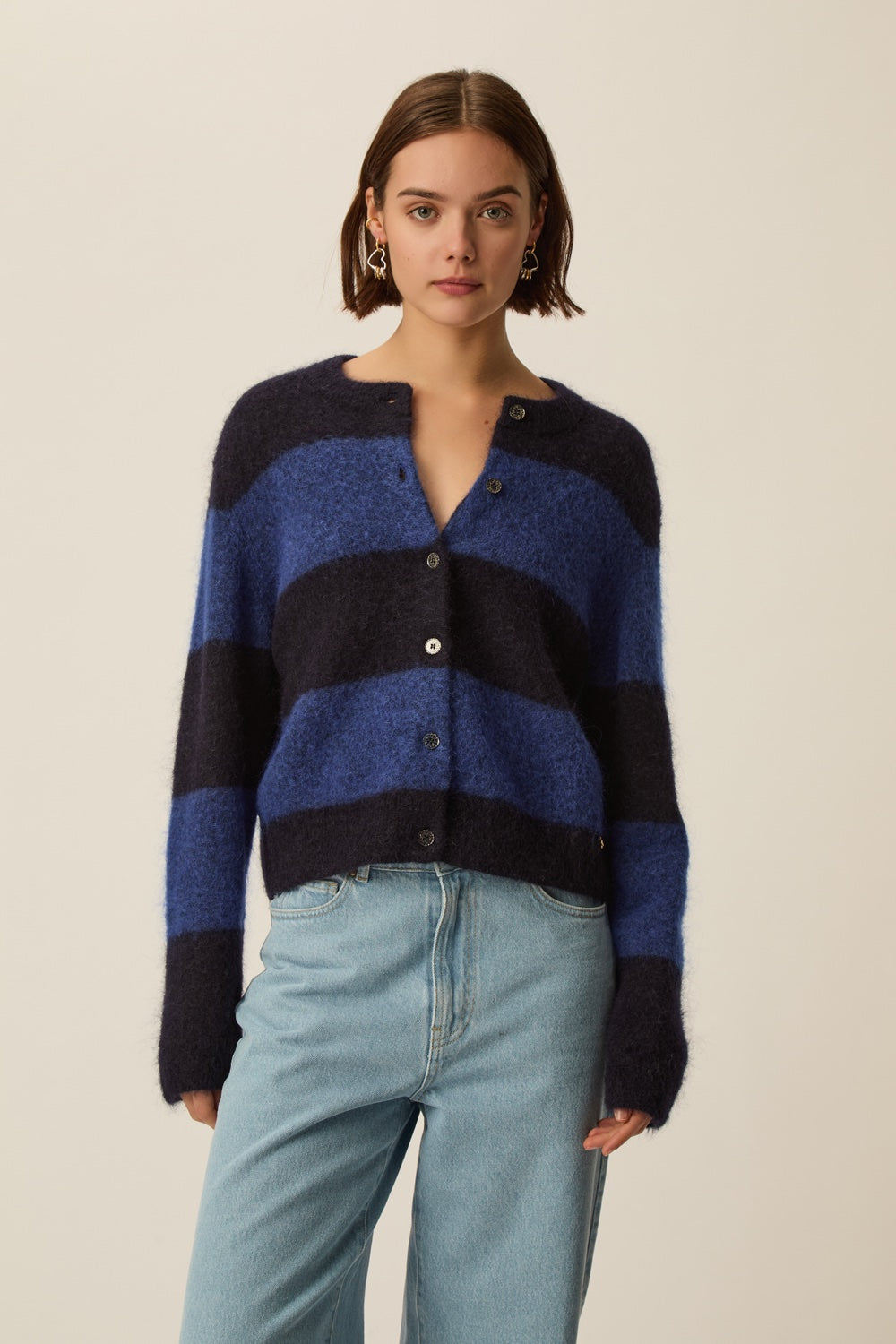 Cardigan Domette Marine/Indigo