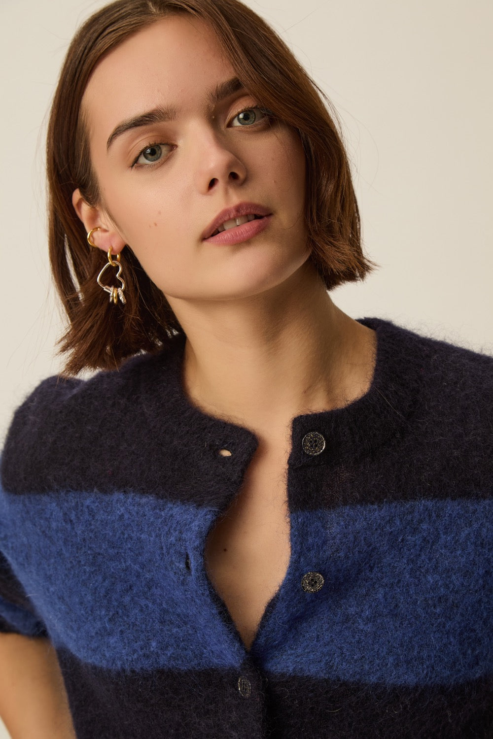 Cardigan Domette Marine/Indigo