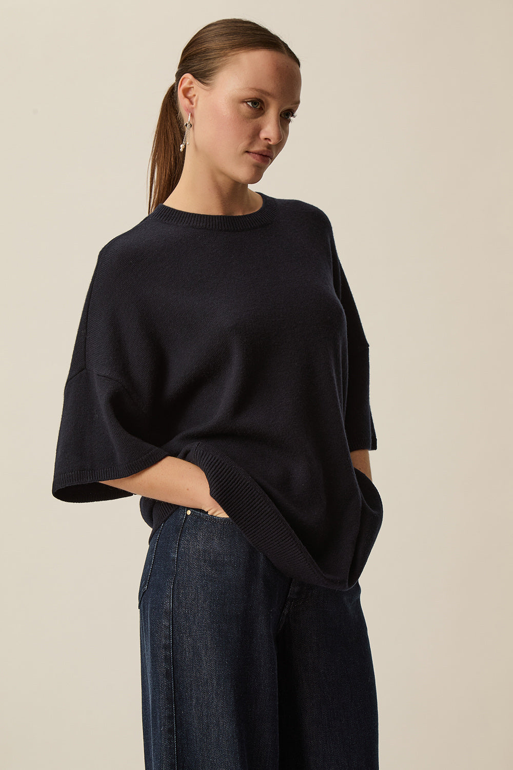Pull manches courtes Aromane Marine