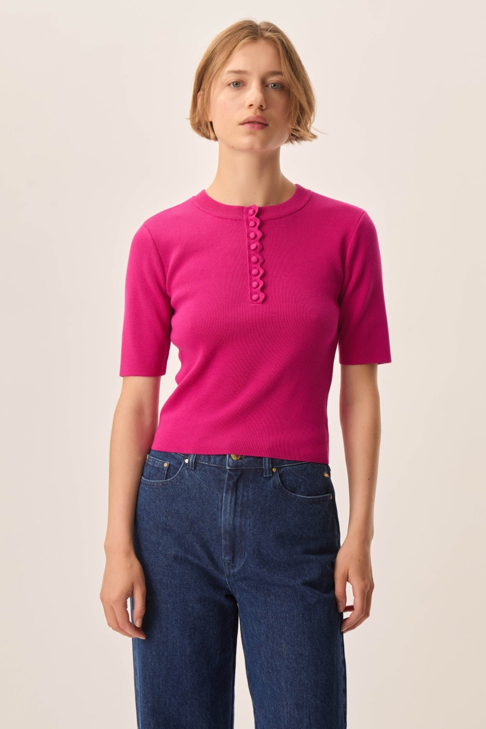 Pull manches courtes Atika Fuchsia