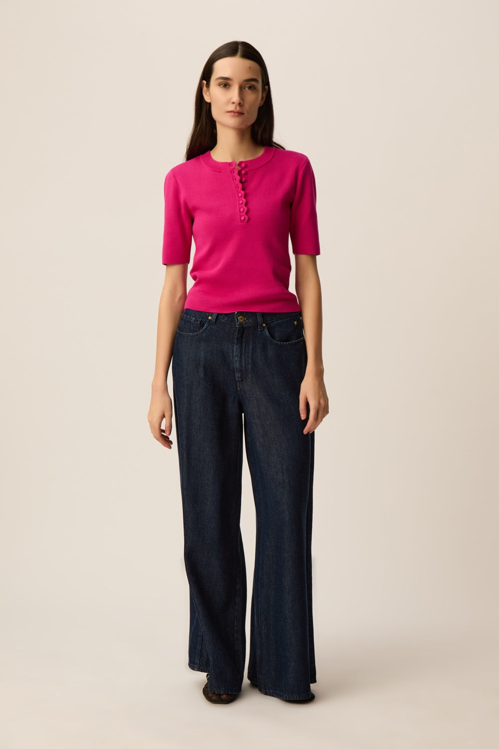 Pull manches courtes Atika Fuchsia