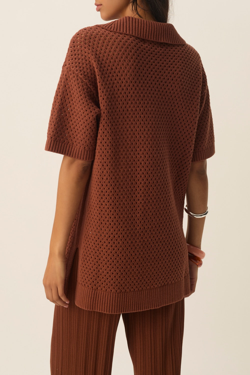 Pull manches  courtes Delfy Choco