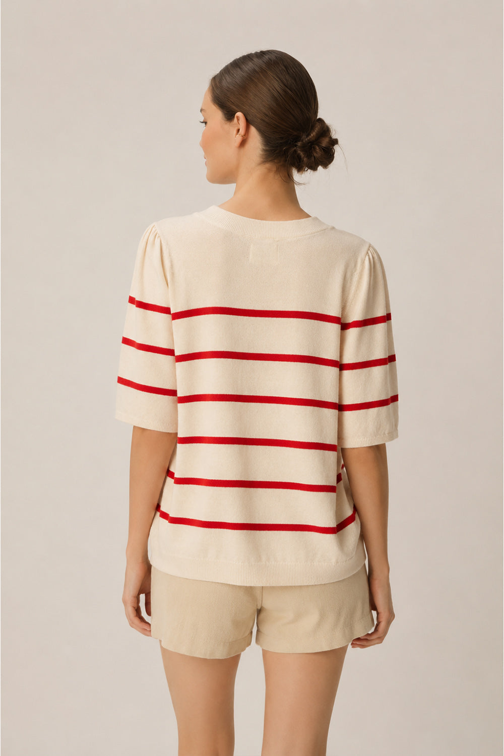 Tee-shirt en maille Bruna Creme/Homard