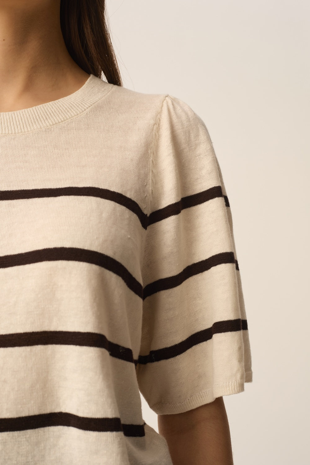 Short-sleeve jumper Bruna Creme/Terre