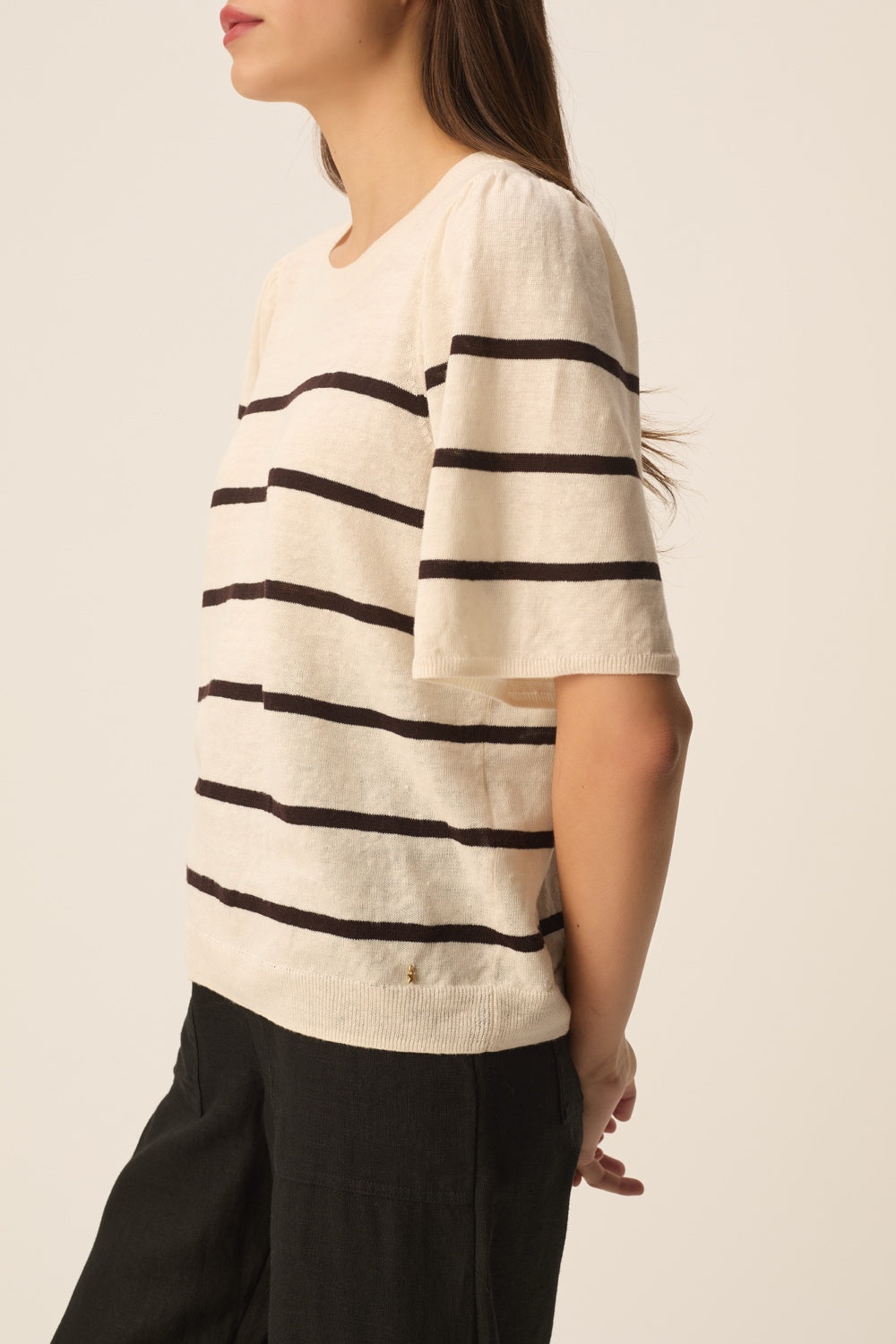 Short-sleeve jumper Bruna Creme/Terre