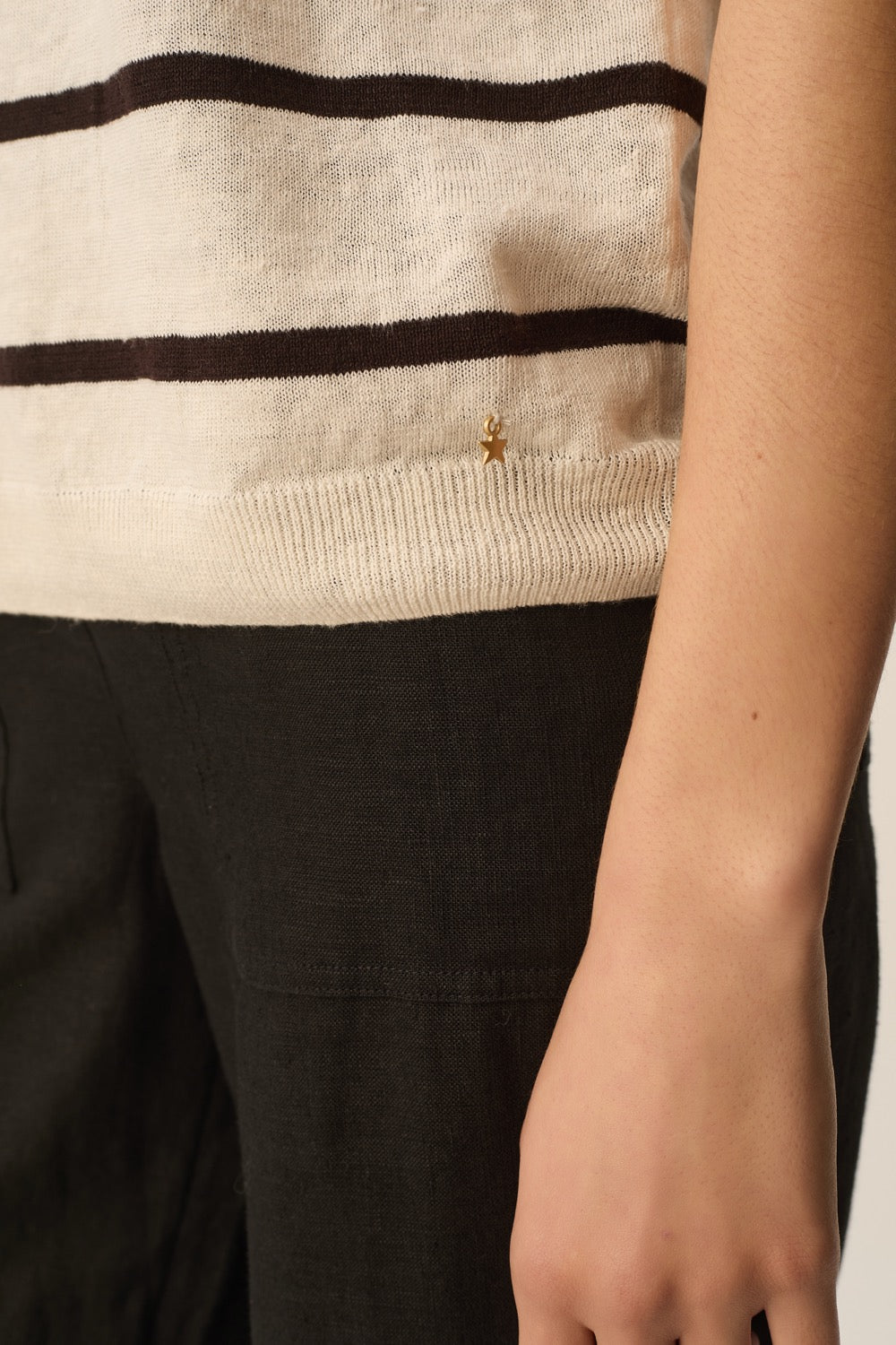 Short-sleeve jumper Bruna Creme/Terre