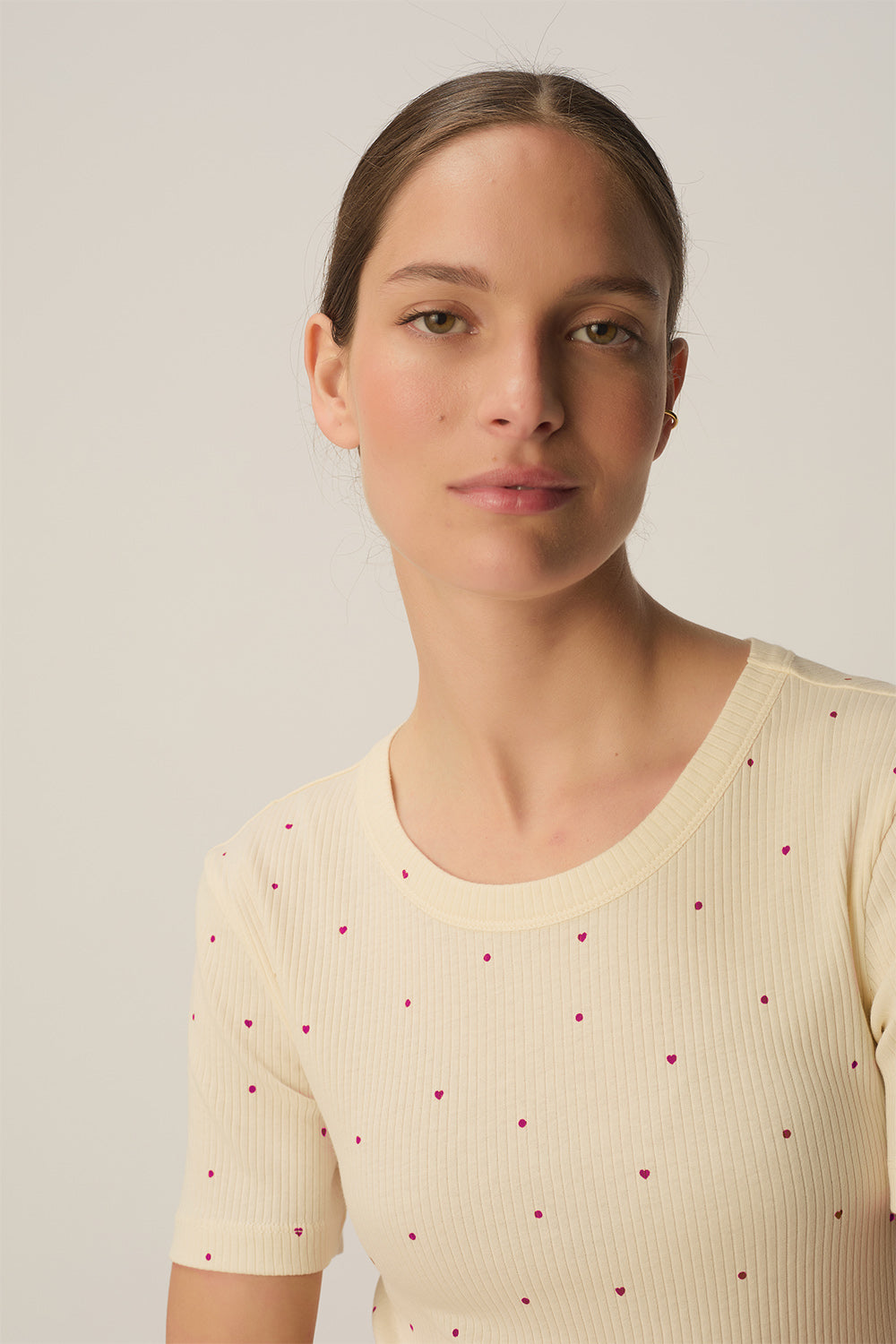 Tee-shirt Hava Ecru/Pivoine