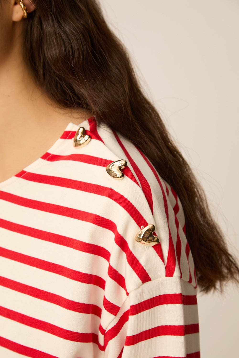 Striped top Filoute Ecru/Homard