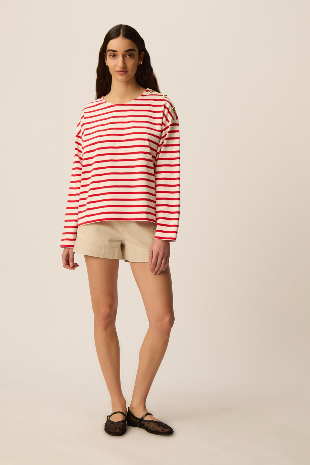 Striped top Filoute Ecru/Homard