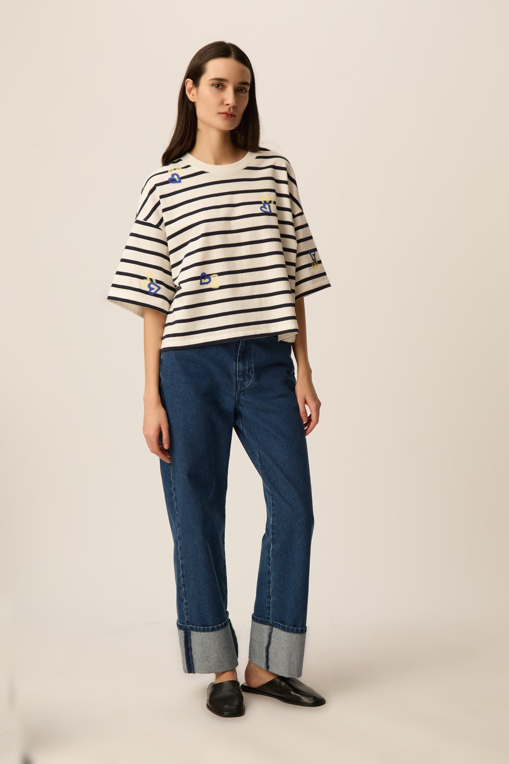 Striped top Fionna Coeur Indigo/Beurre