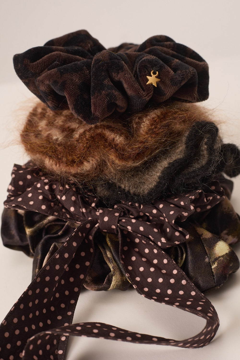 Scrunchie Alienor Cognac Blush Chiné