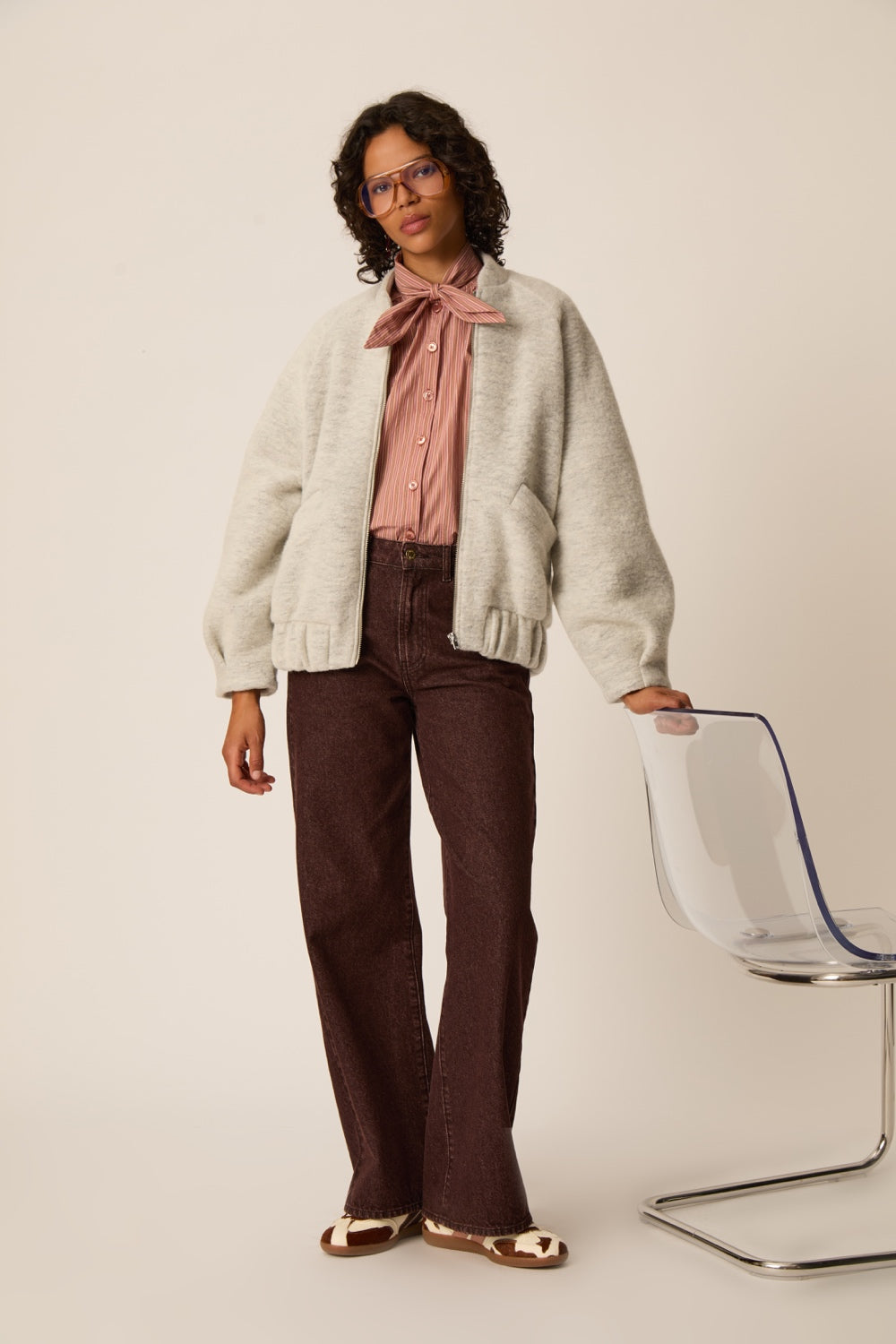 Knit Jacket Hildilia Gris Chine
