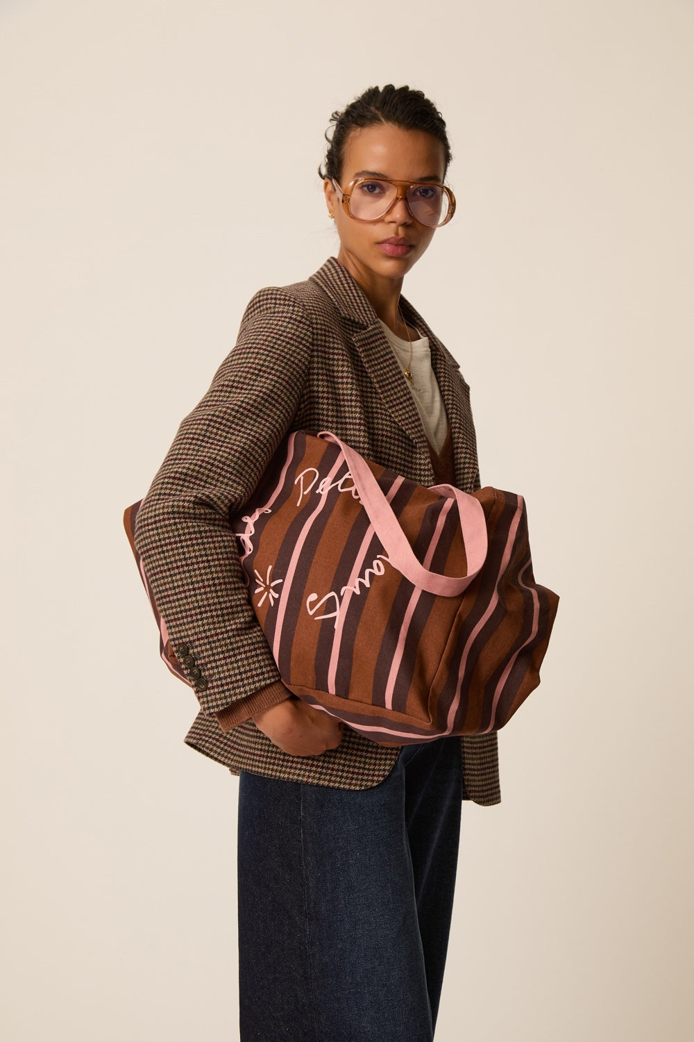 Bag Tote Bag Xxl Rayure Cognac